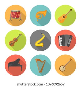 Musical instruments, flat vector set. Vector illustration