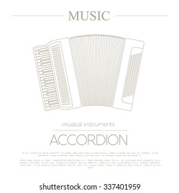 Musical instruments graphic template. Accordion. Vector illustration