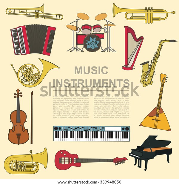 Musical Instruments Graphic Template All Types Stock Vector Royalty Free 339948050