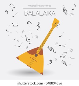 Musical instruments graphic template. Balalaika. Vector illustration