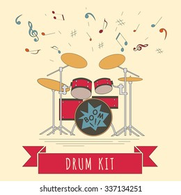 Musical instruments graphic template. Drumkit. Vector illustration