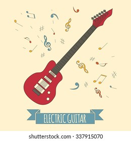Musical instruments graphic template. Electric guitar. Vector illustration