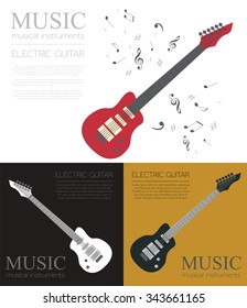 Musical instruments graphic template. Electric guitar. Vector illustration