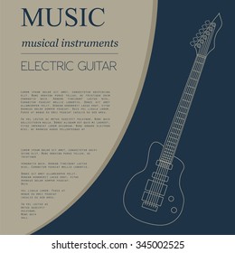 Musical instruments graphic template. Electric guitar. Vector illustration