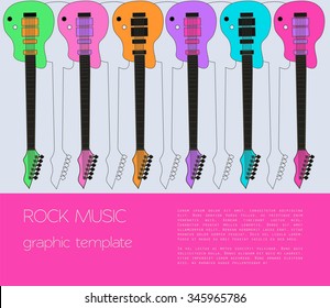 Musical instruments graphic template. Electric guitar. Vector illustration