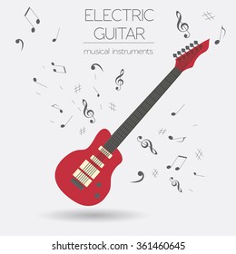 Musical instruments graphic template. Electric guitar. Vector illustration