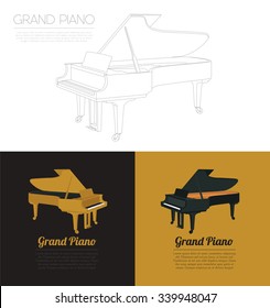Musical instruments graphic template. Grand piano. Vector illustration