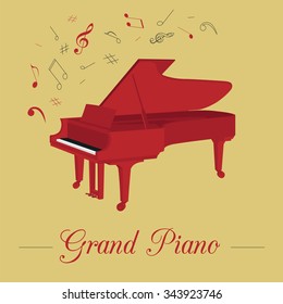 Musical instruments graphic template. Grand piano. Vector illustration
