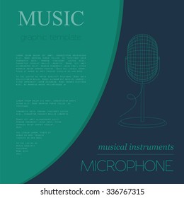 Musical instruments graphic template. Microphone. Vector illustration
