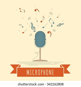Musical instruments graphic template. Microphone. Vector illustration