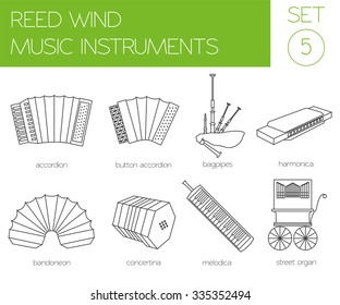 Musical instruments graphic template. Reed wind. Vector illustration