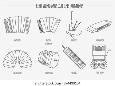 Musical instruments graphic template. Reed wind. Vector illustration