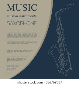 Musical instruments graphic template. Saxophone. Vector illustration