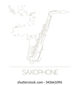 Musical instruments graphic template. Saxophone. Vector illustration