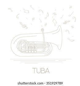 Musical instruments graphic template. Tuba. Vector illustration