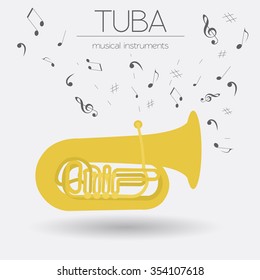 Musical instruments graphic template. Tuba. Vector illustration