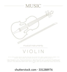 Musical instruments graphic template. Violin. Vector illustration