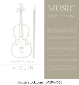 Musical instruments graphic template. Violin. Vector illustration