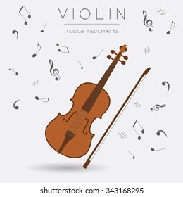 Musical instruments graphic template. Violin. Vector illustration
