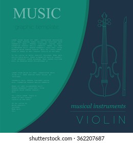 Musical instruments graphic template. Violin. Vector illustration