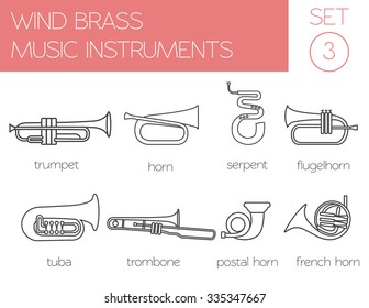 Musical instruments graphic template. Wind brass. Vector illustration