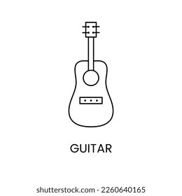 Musikinstrumente, Gitarrensymbol in Vektorgrafik, Illustration für Kinder im Online-Shop.
