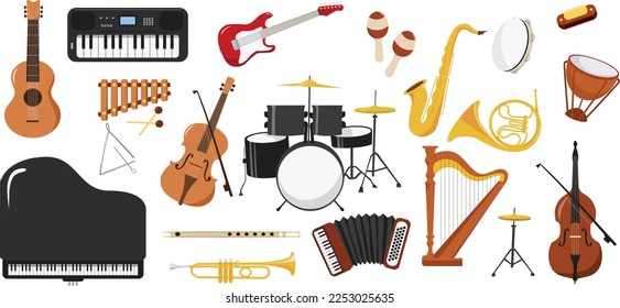 Musical Instruments Hand Drawing Illustration Set