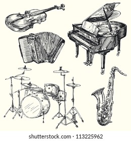 musical instruments - hand drawn collection