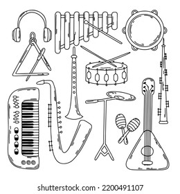 Musical Instruments Hand Drawn Doodles Style Stock Vector (Royalty Free ...