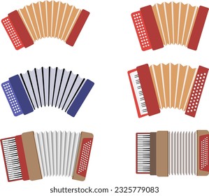 Musical instruments. Harmonica and accordion. Can be used for emblem,  concert, music, school