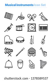 Musical Instruments Icon Set Outline Types Stock Vector (Royalty Free ...