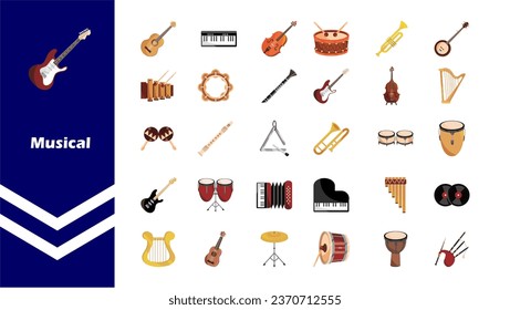 Musical instruments icon set Vector