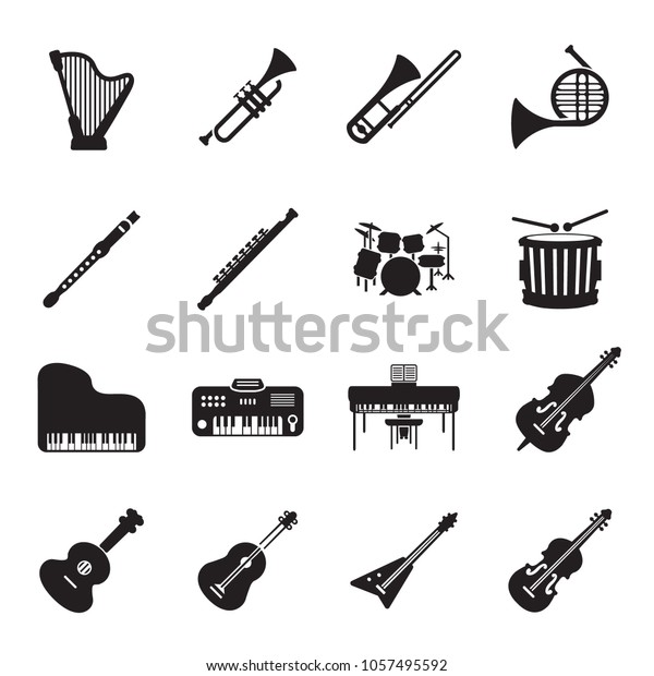 Musical instruments icon
set.  Vector.