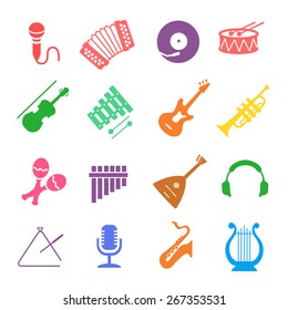 Musical instruments icon  vector colored set