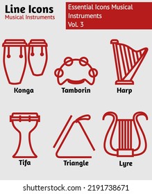 Musical Instruments icon vector line design vol. 3