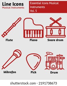 Musical Instruments icon vector line design vol. 5
