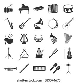 Musical instruments icons set.