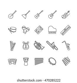 musical instruments icons set