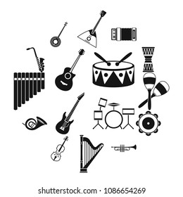 Musical instruments icons set in simple style. Orchestra instruments set collection vector illustration