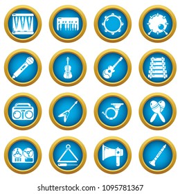 Musical instruments icons set. Simple illustration of 16 musical instruments vector icons for web