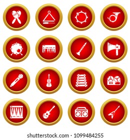 Musical instruments icons set. Simple illustration of 16 musical instruments vector icons for web