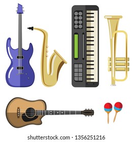 Musical instruments icons vector