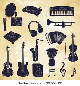 musical instruments icons. Vector illustration
