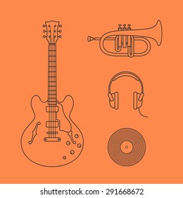 Musical instruments icons. Vector illustration