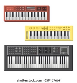 musical instruments, keyboards, synthesizers, oscillator, audio, e-music, tune, vector illustration
