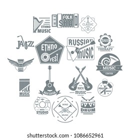 Musical instruments logo icons set. Simple illustration of 16 credit logo vector icons for web