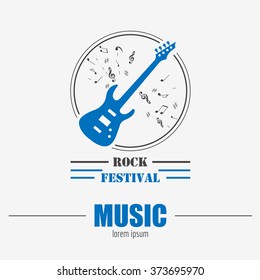 Musical instruments logos and badges. Graphic template. Vector illustration