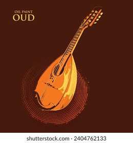 Musical instruments in oil painting and halftone form