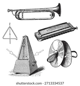 Musical Instruments Old Style isolated vector