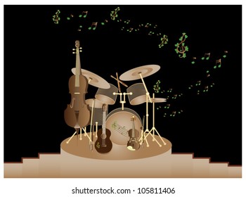 Musical instruments on the stage